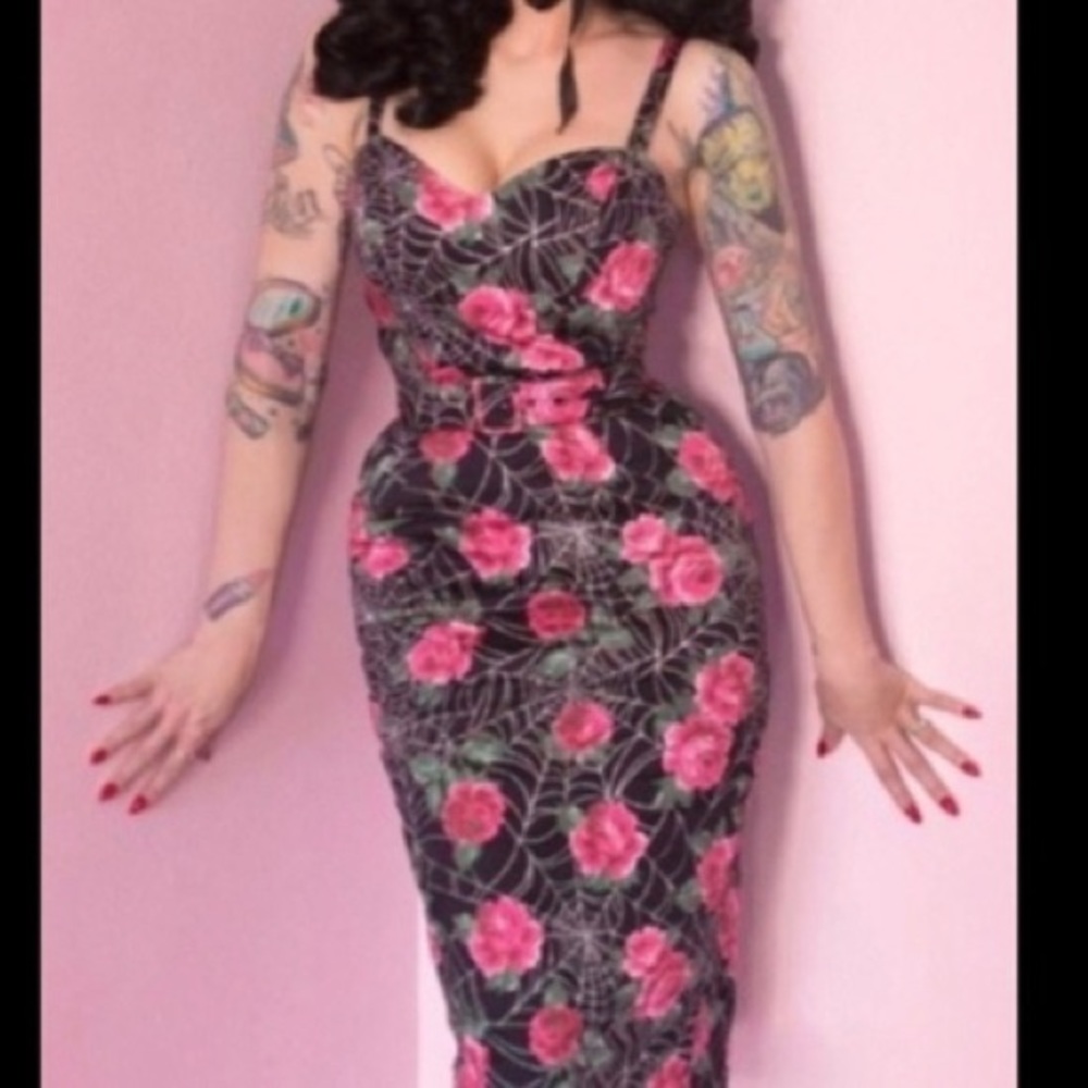 ALTERED large spiderweb pencil dress